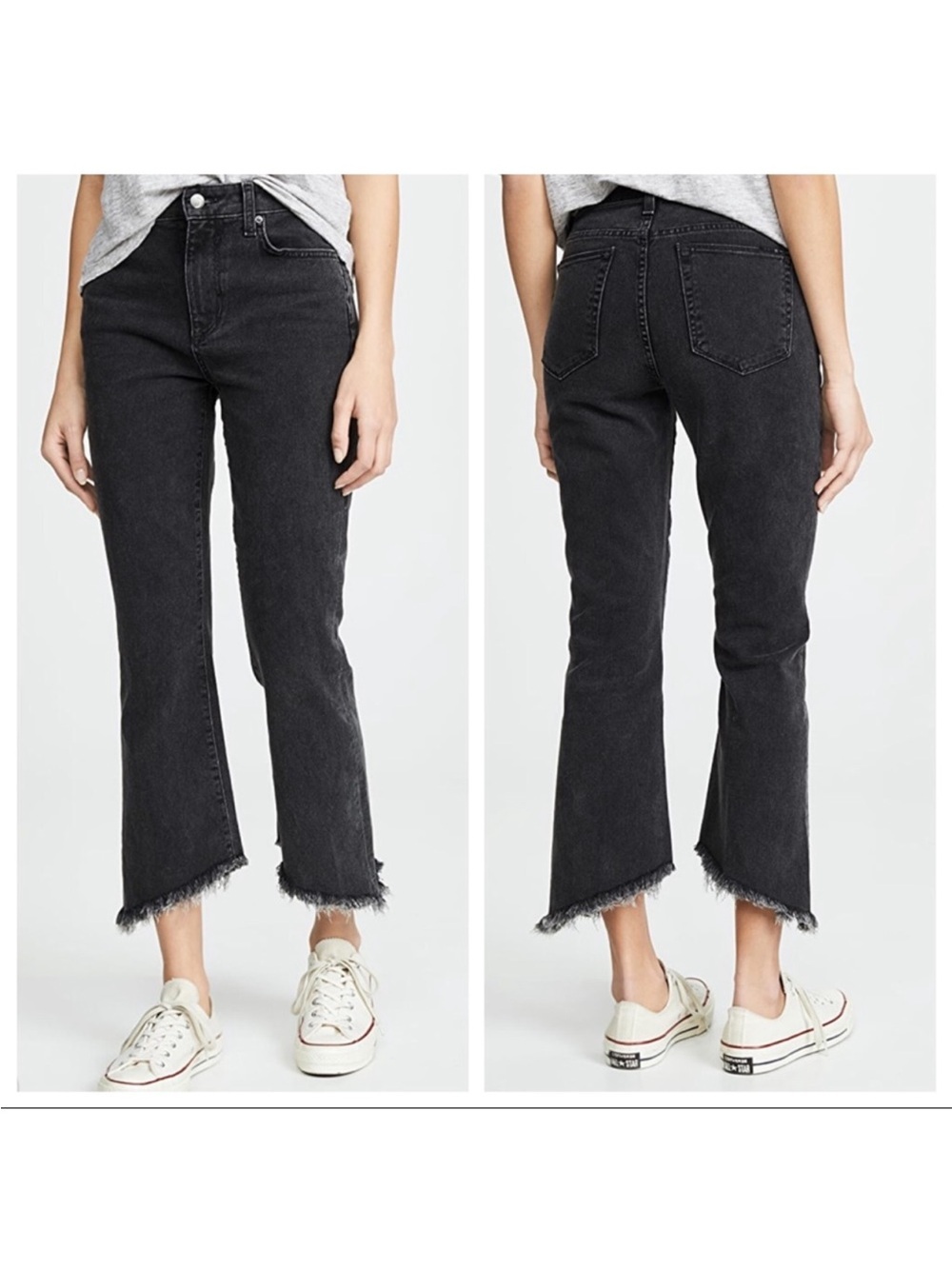 New Joes Jean Callie Crop Bootcut Jean High Waist asymmetrical frayed hem Y2k